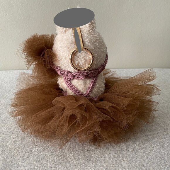 Handmade Crochet Brown Mauve Ballerina Princess Tutu for 17cm Doll 2-Piece Set - Picture 3 of 6